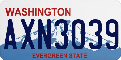 WA license plate AXN3039