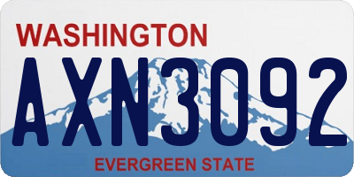 WA license plate AXN3092