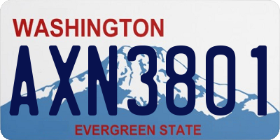 WA license plate AXN3801