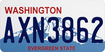 WA license plate AXN3862