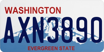WA license plate AXN3890