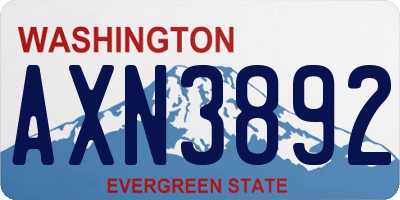 WA license plate AXN3892