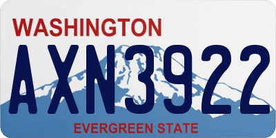 WA license plate AXN3922
