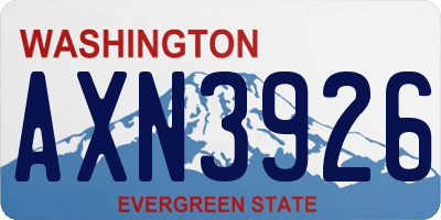 WA license plate AXN3926