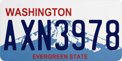 WA license plate AXN3978
