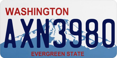 WA license plate AXN3980