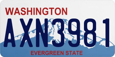 WA license plate AXN3981
