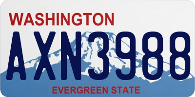WA license plate AXN3988