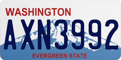 WA license plate AXN3992