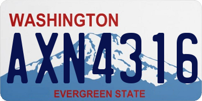 WA license plate AXN4316