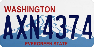 WA license plate AXN4374