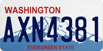 WA license plate AXN4381