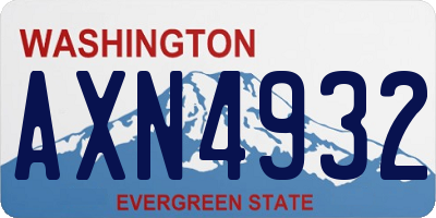 WA license plate AXN4932