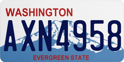 WA license plate AXN4958