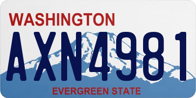 WA license plate AXN4981