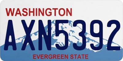 WA license plate AXN5392