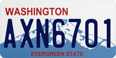 WA license plate AXN6701