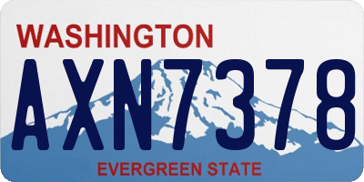 WA license plate AXN7378