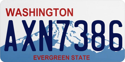 WA license plate AXN7386