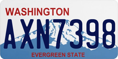 WA license plate AXN7398