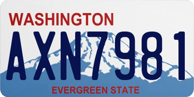 WA license plate AXN7981