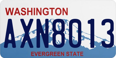 WA license plate AXN8013