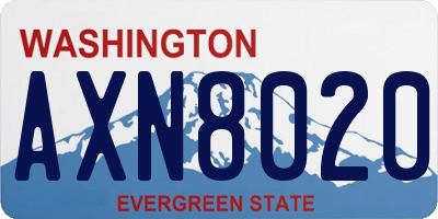WA license plate AXN8020