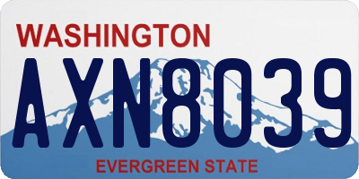 WA license plate AXN8039