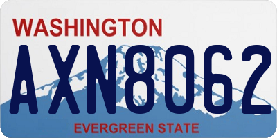 WA license plate AXN8062