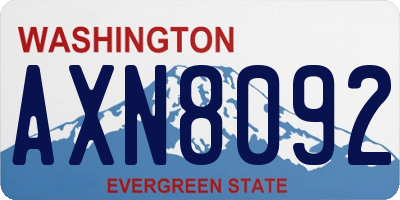 WA license plate AXN8092
