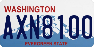 WA license plate AXN8100