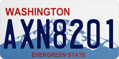WA license plate AXN8201