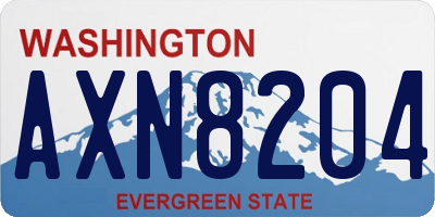 WA license plate AXN8204