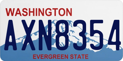 WA license plate AXN8354