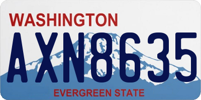 WA license plate AXN8635