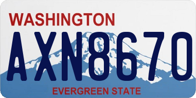 WA license plate AXN8670
