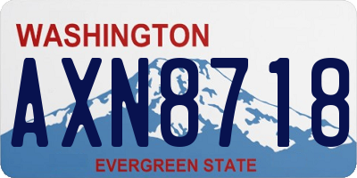 WA license plate AXN8718