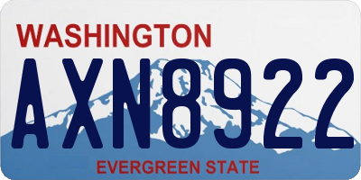 WA license plate AXN8922