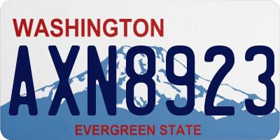 WA license plate AXN8923