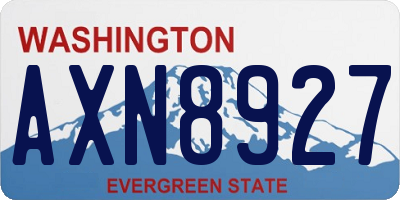 WA license plate AXN8927