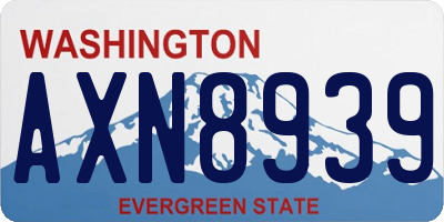WA license plate AXN8939