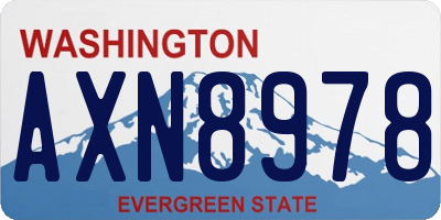 WA license plate AXN8978