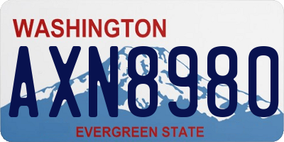 WA license plate AXN8980