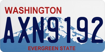WA license plate AXN9192