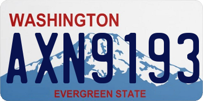 WA license plate AXN9193