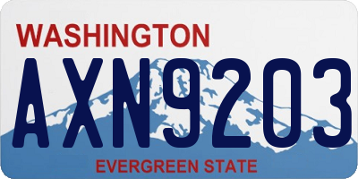 WA license plate AXN9203