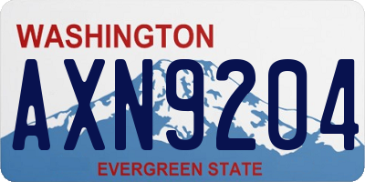 WA license plate AXN9204