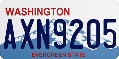 WA license plate AXN9205