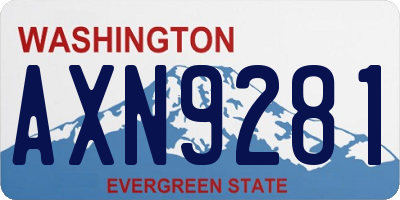 WA license plate AXN9281