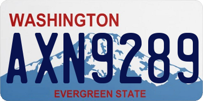 WA license plate AXN9289